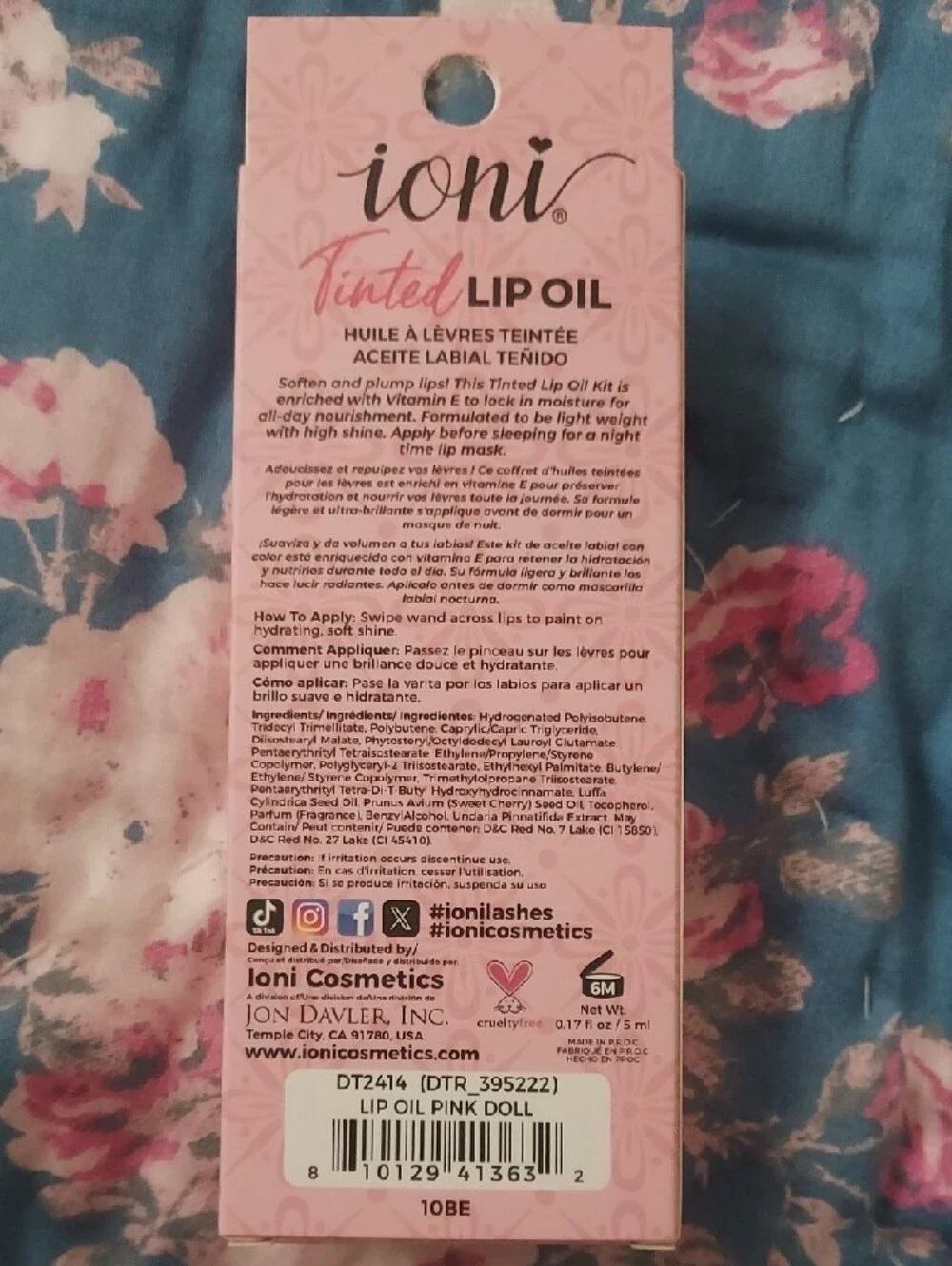 Ioni Tinted Lip Oil in Pink Doll - Pink
